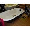 Image 1 : CAST IRON BATH TUB - CHROME CLAW FEET - COMES WITH SHOWER PLUMBING AND CURTAIN HOLDER RING