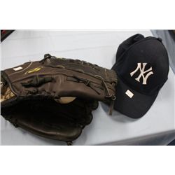 Wilson Glove with Baseball & Yankees Hat