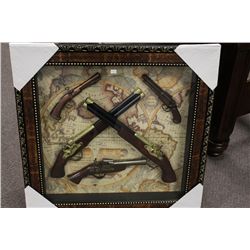 Shadow Box Framed 5 Piece Replica Gun  Collection