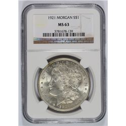 1921 MORGAN DOLLAR NGC MS-63