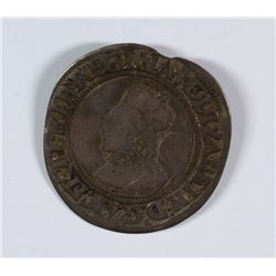 1582 - 84 ENGLAND QUEEN ELIZABETH HAMMERS SHILLING F/VF BENT