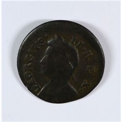 1736 ENGLAND FARTHING GEORGE II ERROR OFF CENTER STRIKE