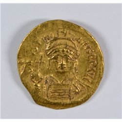 BYZANTINE GOLD SOLIDUS EMPEROR JUSTIN 565 AD XF HEAVY PLANCHET