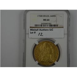 Brazil 1758B Gold 6400 Reis