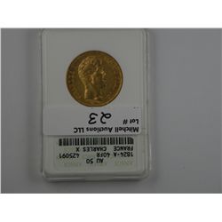 France, 1824-A 40 Franc Gold.