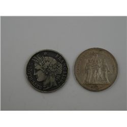 A pair of France 5 Franc silver crowns