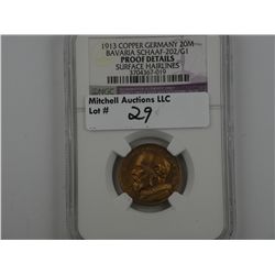 Germany, Bavaria. 1913 20Mark pattern struck in copper.