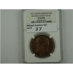 Germany, Bavaria. 1913 3Mark Pattern struck in copper.