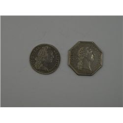 A pair of silver French Jetsons dated 1772 and 1778