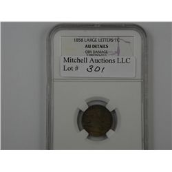 1C 1858 Large Letters, Flying Eagle.