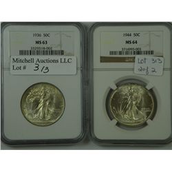 Higher grade Walking Liberty Half Dollar pair