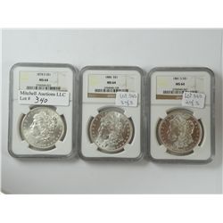 A Threesome of Near Gem Morgan Dollars: