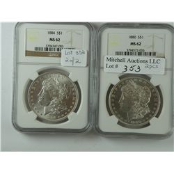 Near Choice Morgan Dollar duo: 1880, 1884