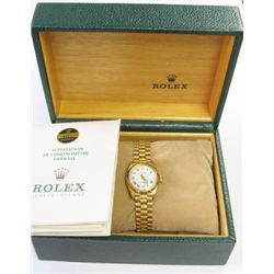 18k Yellow Gold Ladies Rolex "president" Oyster Perpetual Datejust Watch- Model: 6917 - 26mm, white
