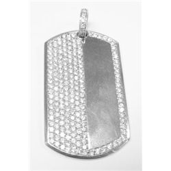 14k White GOLD Diamond Dog Tag - 160 round brilliant cut diamonds, TAW: 3.20 carats. Estimate: G col