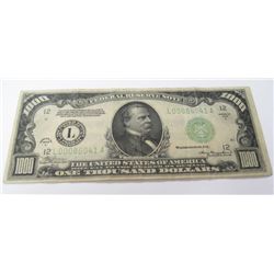 Circulated US $1000 (Thousand) Dollar Bill - Series of 1934A-