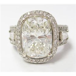GIA Certified 5.05 carat Cushion Modified Brilliant Diamond w/ 18k WG Diamond Mounting -GIA# 8744409