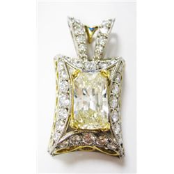18k Yellow & White Gold Pendant w/ Approx 8.46 carats  Radiant & round brilliant Cut Diamond. Radian