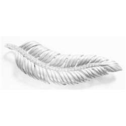 18k White Gold Leaf Broach w/ Round Brilliant Cut Diamonds -  34 round brilliant cut diamonds, TAW: 