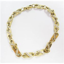 14k Yellow Gold Bracelet w/ Round Brilliant Cut Diamonds - 104 round brilliant cut diamonds, TAW: 1.