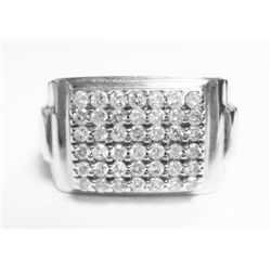 14k White Gold Ring w/ Round Brilliant Cut Diamonds - 42 round brilliant cut diamonds, TAW: 0.84 car