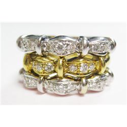 18k Yellow & White Gold Ring w/ Round Brilliant Cut Diamonds - 24 round brilliant cut diamonds, TAW: