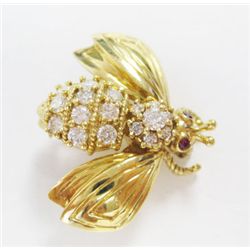 Tiffany & Co 18k Yellow Gold Bug Pin w/ Round Brilliant Cut Diamonds - Approx. 0.50 carat of round b