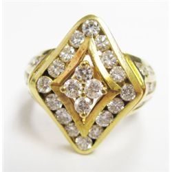 18k Yellow Gold Ring w/ Round Brilliant Cut Diamonds - 38 round brilliant cut diamonds, TAW: 1.55 ca