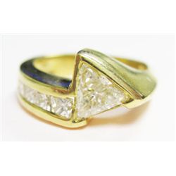 18k Yellow Gold Ring w/ Approx. 0.60 carat Trillion Cut Diamond & Princess Cut Diamonds - Approx. 0.