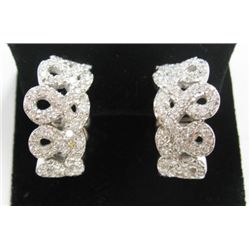 18k White Gold Pierced/Clip On Earrings w/ Round Brilliant Cut Diamonds - Approx. 2.32 carat round b