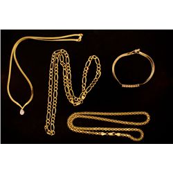 Lot (3) Necklaces and (1) Bracelet:  (2) Necklaces stamped .925.,33.1 grams, (1) Costume necklace se