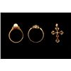 Image 2 : (1) 14ky ring set with diamonds, 2.3 grams ; (1) 14ky pendant set with 5 pear shaped stones, 1.4 gra