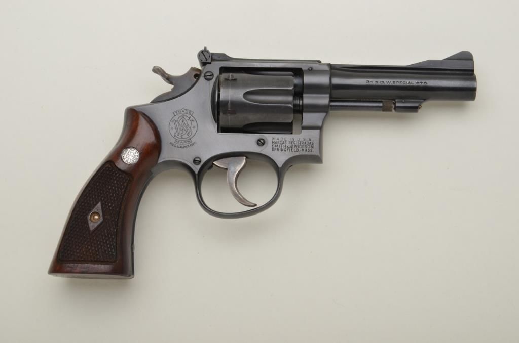 Smith Wesson K 38 5 Screw Da Revolver 38 Special Cal 4 Barrel Blue Finish Checkered Wood Me