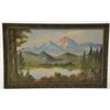 Image 1 : Framed oil painting of mountain lake signed Wade, approx. 18-1/2” x 29”, nicely accomplished and app