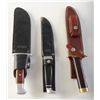 Image 1 : Lot of 3 large belt knives with leather sheaths including a Buck knife in very good condition, a Cas