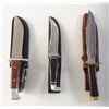 Image 2 : Lot of 3 large belt knives with leather sheaths including a Buck knife in very good condition, a Cas