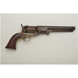 Colt Model 1851 Navy percussion revolver, .36 cal., 7-1/2” octagon barrel, wood grips, #75256 in ove