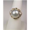 Image 1 : Elegant Tahitian Pearl and Diamond Ring 12.00 mm pearls with 16 round and baguette cut diamonds weig