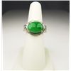 Image 2 : Gorgeous Apple Green Jade and Diamond Ring weighing approx. 4.50 carats with 76 round pave set diamo