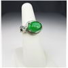 Image 3 : Gorgeous Apple Green Jade and Diamond Ring weighing approx. 4.50 carats with 76 round pave set diamo