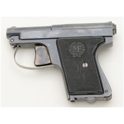 Interesting French MF DA pocket pistol, .25 cal., 2-1/2” barrel, blue finish, checkered hard rubber 