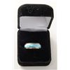 Image 1 : 14K gold band mounted with fine turquoise showing makers signature and quality workmanship. Approxim