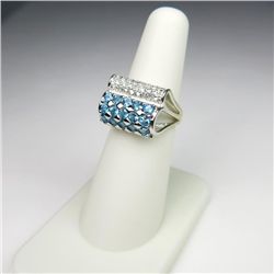 Wonderful Blue Topaz and Diamond Ring with 60 topaz and diamonds, combined weight approx. 2.00 carat