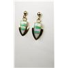 Image 1 : Fine Quality handcrafted Opal inlayed Earrings set in 14 karat yellow gold. Retail $1,000-$1,400 Est