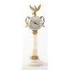 Image 1 : Older clock on marble type pedestal approx. 9” in height, working at time of description; spread eag