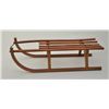 Image 1 : Antique wood and metal sleigh measuring 36” in length. The bottom of center slat is marked Mace and 