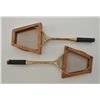 Image 3 : Lot of 4 antique Wilson badminton rackets with original wood holders in good condition showing norma