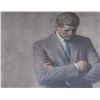 Image 2 : Framed and matted color print of President John F. Kennedy in a reflective pose, used as a prop in t