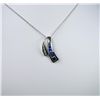 Image 1 : Innovative Contemporary Sapphire and Diamond Pendant with 5 fine Princess cut channel set sapphires 