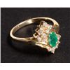 Image 2 : Dazzling ladies 4k yellow gold ring, with a sparkling oval center set emerald approx .5ct, and featu